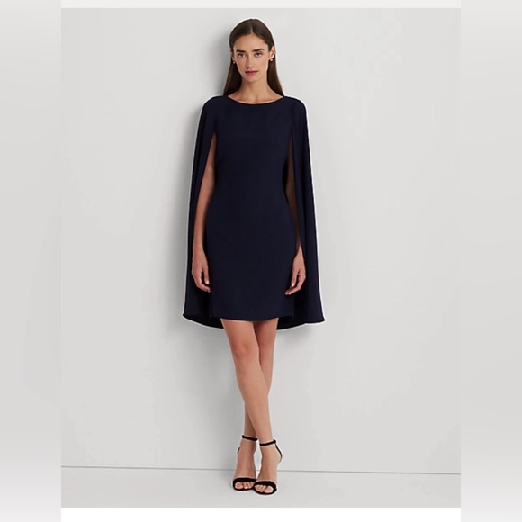 Georgette Dress with Attached Beaded Cape 707